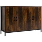 Rustic Brown Sideboard Buffet Storage Cabinet Console Table Shelves Black Steel