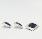 Sharon M Donovan Sterling Silver Iridescent Beads Beadwork Pin Earrings Set