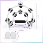 Tambourine Musical Instrument For Adults Church - 10 Inch Half Moon Tambourines