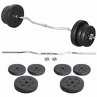 55 Lb Olympic Barbell Weight Set For Gym Lifting Exercise Workout  Black