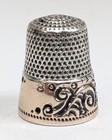 Antique Ketcham   Mcdougall Sterling   Gold Scroll Band Thimble -  Tiny Pinhole