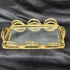 Vtg Mirrored Gold Tone Vanity Dresser Tray Rope Hollywood Regency