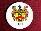 Cook  Coat Of Arms Family Crest Ceramic Coaster - Mid-state Made In Usa