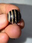 Old  Dzi Agate Bead Black White Eye Stripe Pendant Tibetan Trade Bead