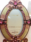Argento Sc Picture Frame oval Design pink Enamel swarovski Crystal Art Deco nwt