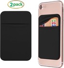 Cell Phone Pocket Self Adhesive Card Holder Stick On Wallet Black   2pack    