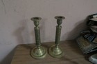  Pair Of Vintage Brass Candlesticks Taper Candle Holders 8    Engraved India 585j