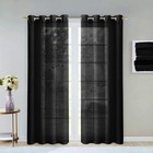 Set Of Two 84  Black Solid Modern Window Panels