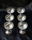 6 Antique Sterling Silver   Etched Crystal Dessert Cups