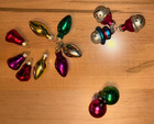 Small Glass Christmas Tree Ornaments Lot 13 Pc Bulbs Bells Snowman Lights Balls