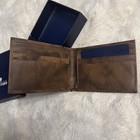 Stafford Men   s Wallet Genuine Leather Brown Black Hipster Patterned New In Box