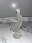 Vintage Art Deco Frosted Glass Figurines Pair Czech Bohemian Schlevogt Desna 80