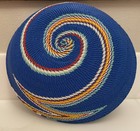 African Zulu Telephone Wire Woven Basket Bowl Blue Swirl Colorful 7 5    New