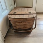 Vintage Basketville Putney Vermont Handmade Wood Picnic Basket With Handles Mcm