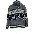 Ecuador Wool Llama Hooded Sweater Jacket Yari Artesanias Men s L