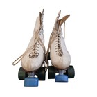 Vintage Chicago Custom Roller Skates White Leather Skates Size 6 Usa With Key