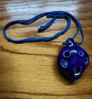 Blue Ceramic Ocarina 4-hole Flute Pendant With Lanyard Vessel Flute Vintage