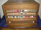 Original Antique Oak Spool Cabinet - Belding Bros   Co- Three Glass Windows