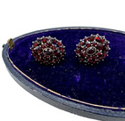 Antique Mid Victorian Genuine Dark Red Rose Cut Garnets Lrg Earrings Rare Estate