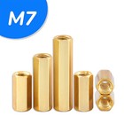 M7x1 0mm Threaded Sleeve Rod Bar Stud Hex Connector Nut Brass 7mm Long Nuts