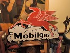 Vintage Large Mobil Mobilgas Pegasus Gas Oil Auto Service Station Porcelain Sign