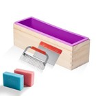 Soap Molds Kit  42 Oz Silicone Soap Silicone Mold And Wood Box 2 Cutter Purple