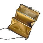 Antique Art Nouveau Sterling Silver   Leather Dance Purse 