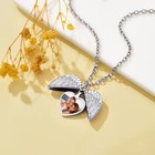 Silver Angel Wings Heart Photo Locket Necklace Memorial Keepsake Gift Pendant