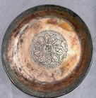 Antique 19thc Middle Eastern Tinned Copper Bowl Plate Hand Hammered Verdigris