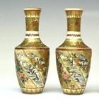 Satsuma Ceramic Vase 19th Century Meiji Period Japanese Antique Pair 3 5 Inch
