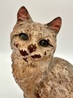 Antique Signed Cast Iron Persian Cat Doorstop Hubley 302 Great Original Paint