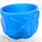 Blue Opaline Milk Glass Scotty Dog Terrier Round Jar Box No Lid 3 3 4 X 2 3 8 