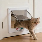 4 Way Pet Cat Puppy Dog White Lockable Safe Flap Door Magnetic Lock Frame Abs
