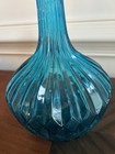 Mid Century Empoli Decanter Aqua Made In Italy Glass Diamond Optic -beautiful