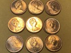 9 Coins 1867-1967 Canadian Pennies One Cent Uncirculated  9 Coins  Canada Goose