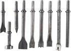 Pneumatic Chisel Set 9pcs Air Hammer Punch Chipping Bits Tool Pointed  Beveled