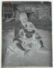 Vintage Glass Plate Photo Negative - Japanese Baseball Player Holding A Baby