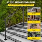 Uimoso Wrought Iron Handrail Fits 4 Or 5 Steps Powder Coating Black Handrails