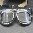 Vintage Leather Shearling Aviator Motorcycle Flying Helmet W  Emgo Goggles