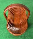 Vintage Collapsible Oval Wooden Magic Basket With Handle - Circa 50 s To 70 s