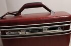 Samsonite Silhouette Ii Train Case Red-burgundy Mirror Cosmetic Bag Vtg With Key