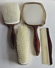 Beautiful Vintage Vanity Dresser Set 4 Piece Mirror Comb 2 Brushes