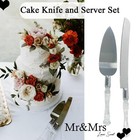 Cake Knife And Server Set Acrylic Stainless Steel Faux Crystal Handle White