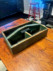 Primitive Antique Farmhouse Old Green Paint Utensil Utility Box Early Storage