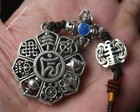 4cm Rare Old Chinese Miao Silver Feng Shui Buddhism Eight Treasures Pendant