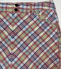 Vintage Skort Womens 32 High Waist Stretch Salmon Pink Plaid 90s Y2k Mini Skirt