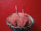 J6201  Antique  Dutch  833  Solid Silver Pin Cushion Pup  Scene See Descript