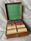 Horseracing Themed Vintage Antique Set Jockey Embossed Clay Poker Chips   Case