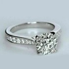 14k White Gold Plated Real Moissanite 3ct Round Cut Solitaire Engagement Ring