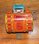 Vintage Louis Marx 1950   s Turnover Tank No  5 Tin Litho Wind-up Toy - Read